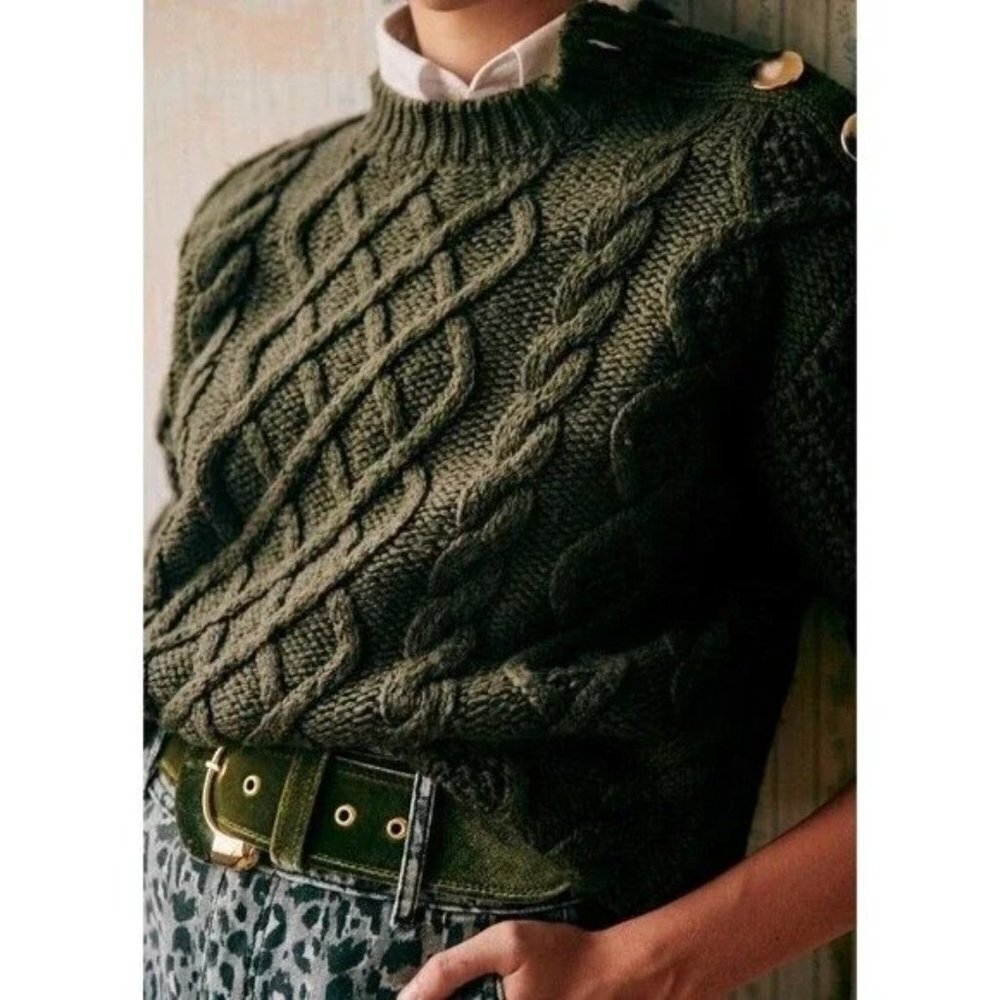 Sezane Gael Jumper in Khaki size S NWT - Picture 2 of 7